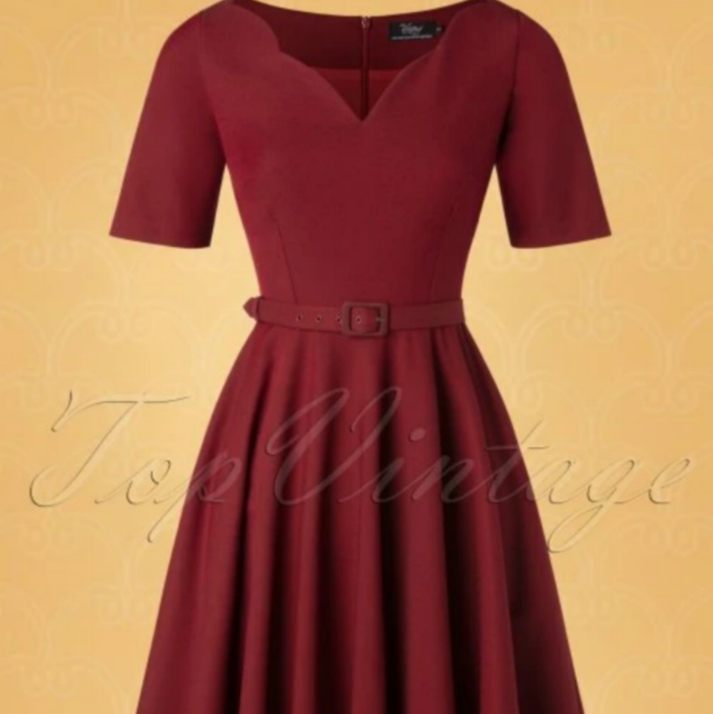 EUC The Beth Swing Dress in Deeply Red S